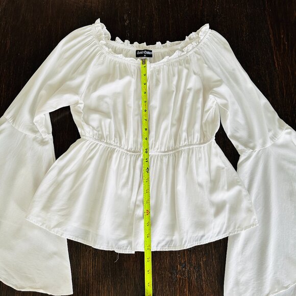 Renaissance White Peasant Bell Sleeve Off Shoulder Top S: M- Fairycore Rom Goth - Picture 6 of 9